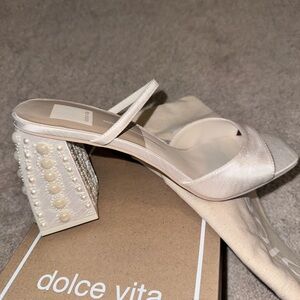Dolce Vita Ivory Pearl Block Heels
